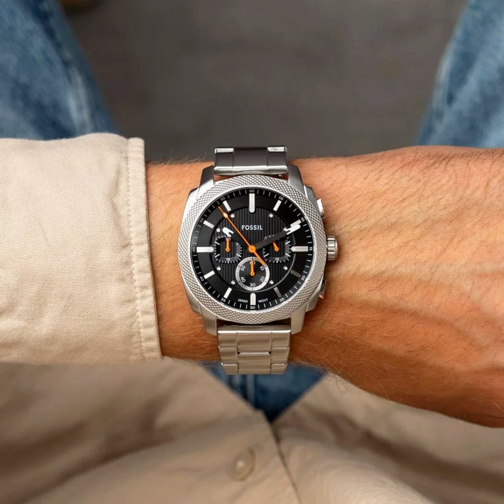 Fossil Machine Chronograph Black Dial Stainless Steel Men's Watch | Fossil FS6095 - VERSE - 