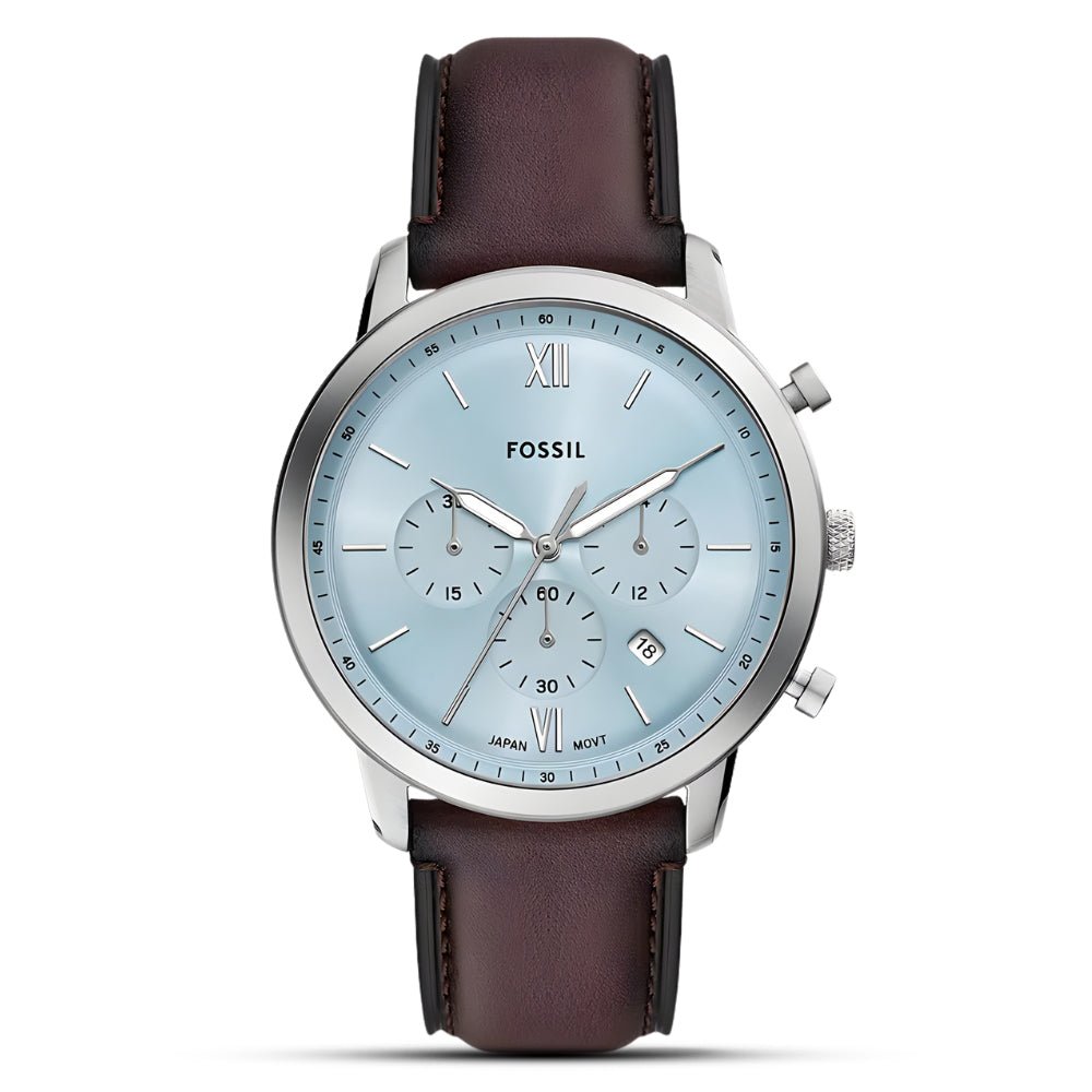 Fossil Neutra Chronograph Ice Blue Dial Brown Leather Men's Watch | Fossil FS6109 - VERSE - 