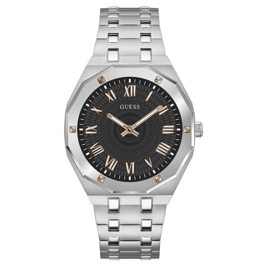 Guess Asset Octagonal Black Dial Stainless Steel Men's Quartz Watch | GW0575G1 - VERSE - 
