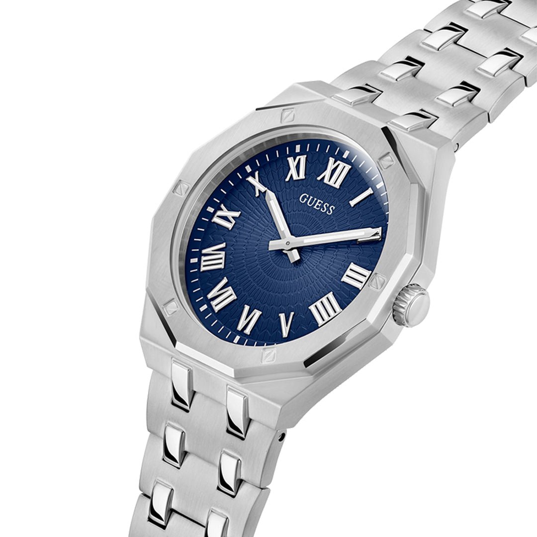 Guess Asset Octagonal Blue Dial Stainless Steel Men's Quartz Watch | GW0575G4 - VERSE - 