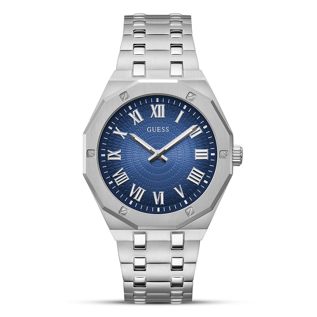 Guess Asset Octagonal Blue Dial Stainless Steel Men's Quartz Watch | GW0575G4 - VERSE - 