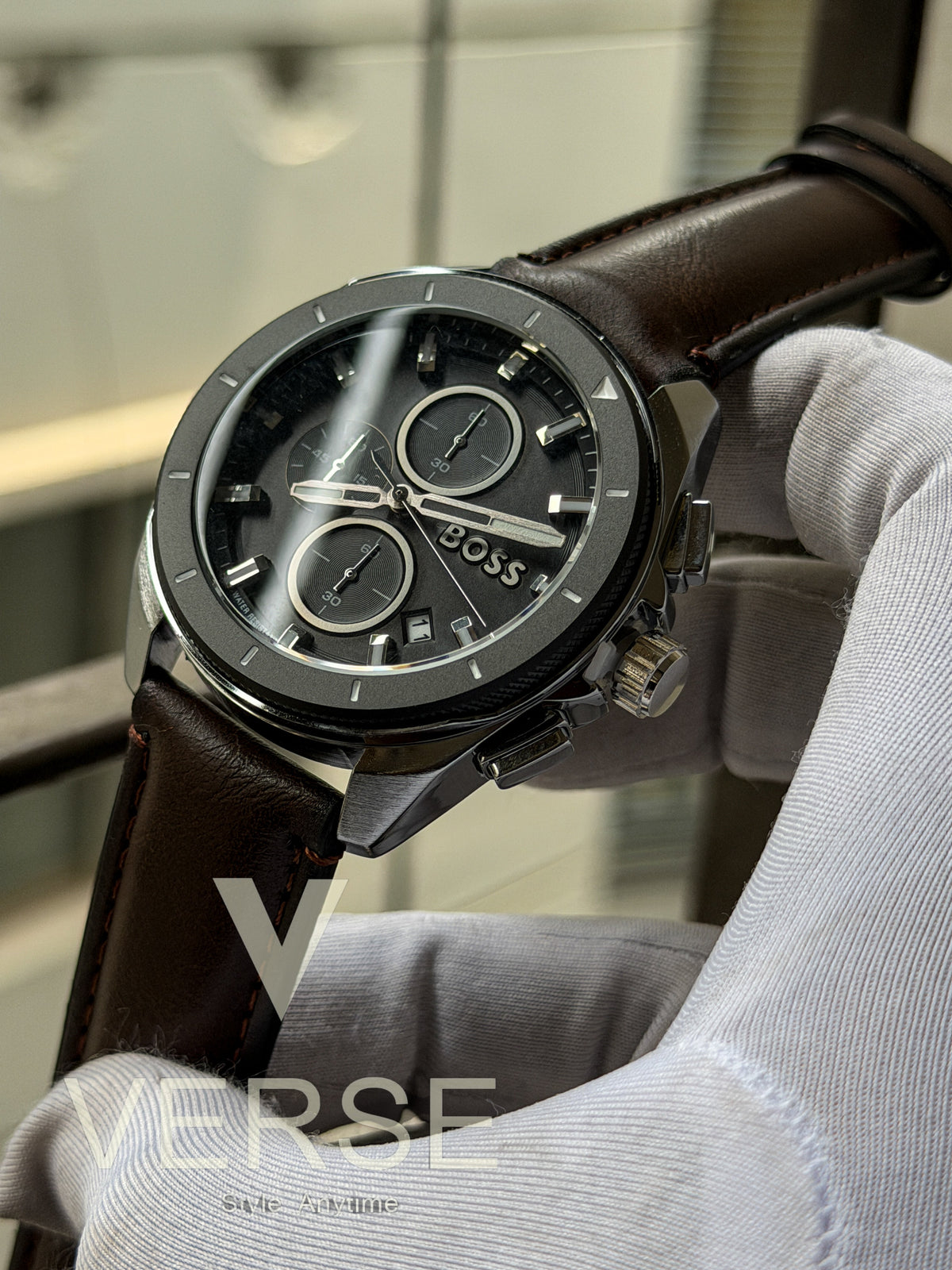 Integrity Boss Hugo Boss Integrity Chronograph – Matte Black Dial with Coffee Leather ...