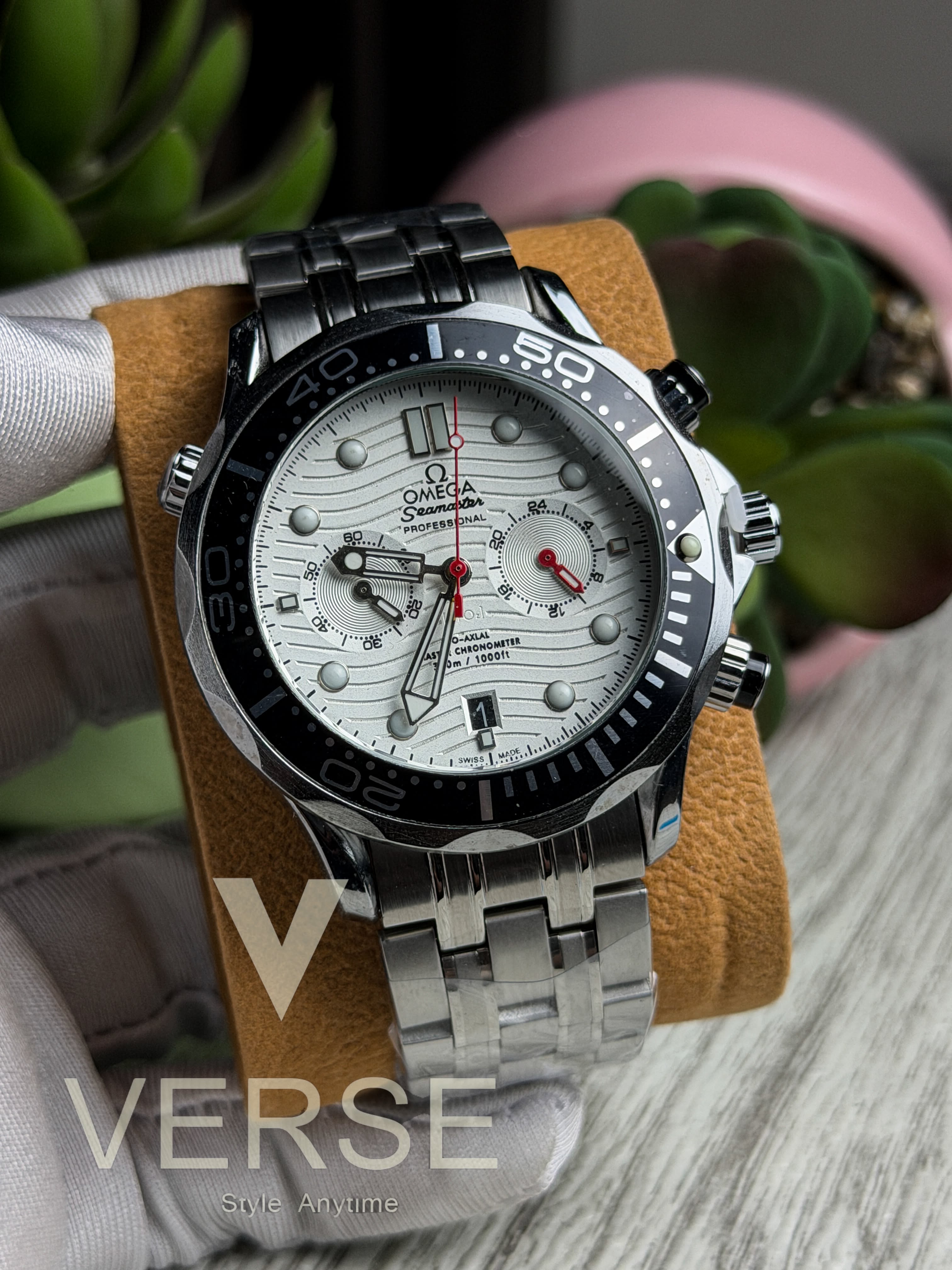 Omega Seamaster Professional 300M Chronograph | White Dial Stainless Steel Watch - ( Double A ) - VERSE - 