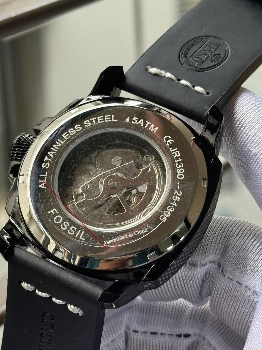 Fossil Automatic Black Belt Big Black Dial AA