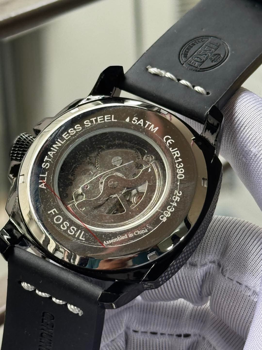 Fossil Automatic Black Belt Big Black Dial AA