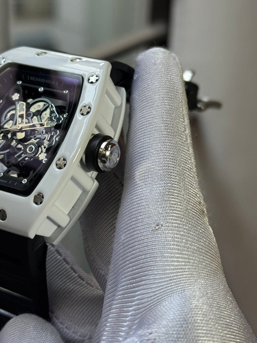 Richard Mille RM-055 Bubba Watson White Case Black Belt AA