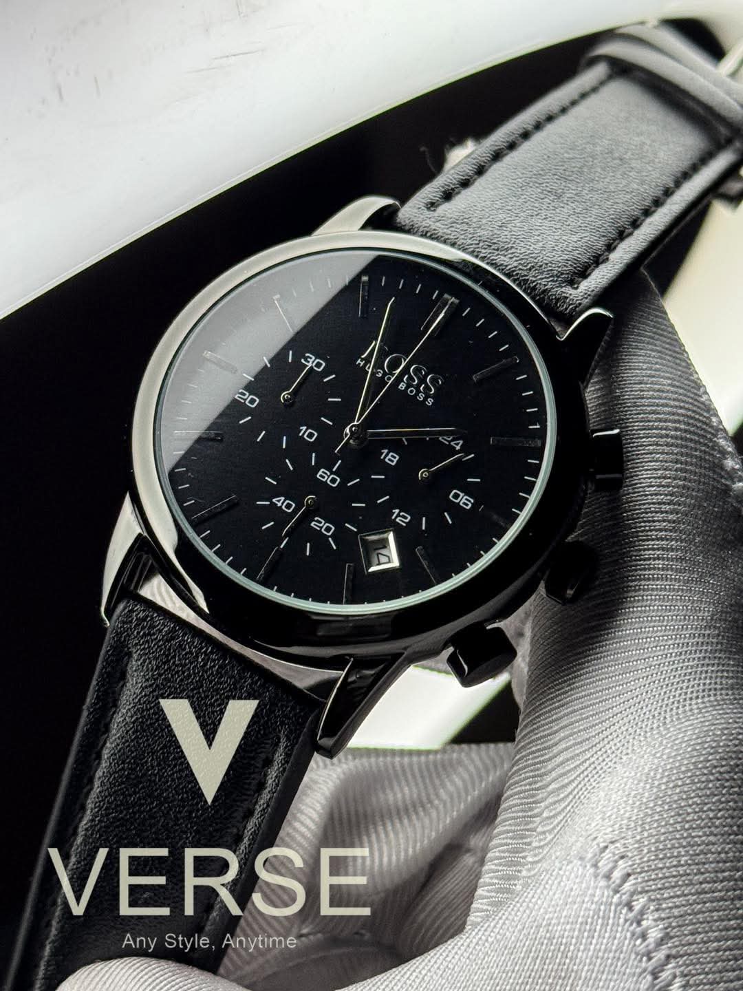 Hugo Boss Trace Chronograph Black Belt Black Dial AA