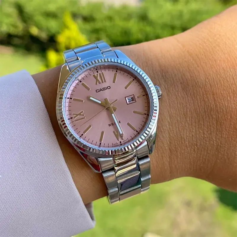 Casio LTP-1302DD-4A1VDF Pink Dial Women's Stainless Steel Watch | Casio LTP-1302DD-4A1VDF