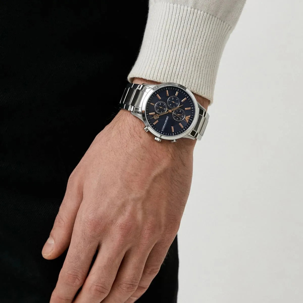 Emporio Armani Renato AR11458 Stainless Steel Chronograph 43mm Blue Dial| Emporio Armani Renato AR11458