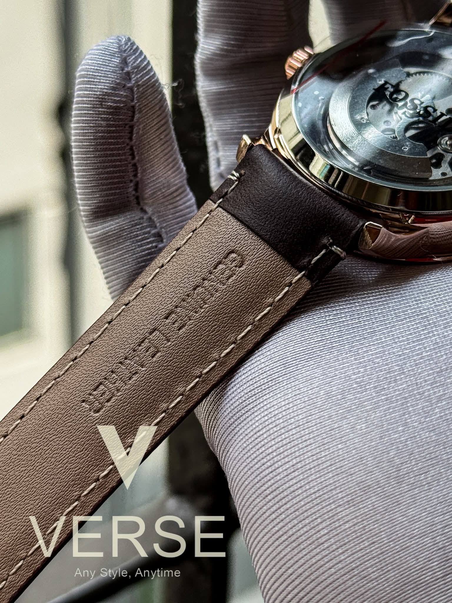 Fossil Automatic Skeleton Dark Brown Belt AA