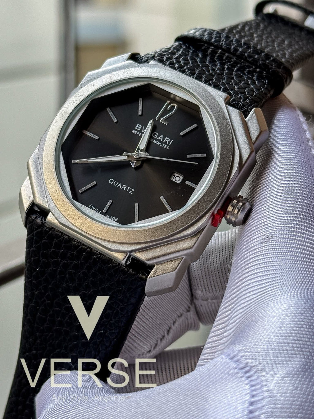 BVLGARI Octo Finissimo Black Belt Black Dial Matte Silver Case AA