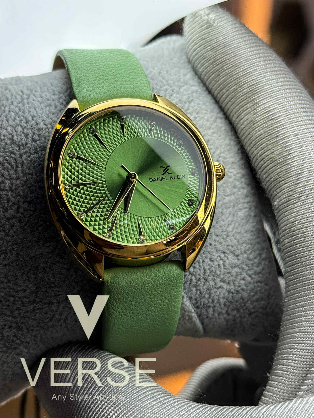 Daniel Klein DK.1.14021-3 Women’s Green Sunray Dial Watch with Gold Case & Green Leather Strap| Daniel Klein DK.1.14021-3