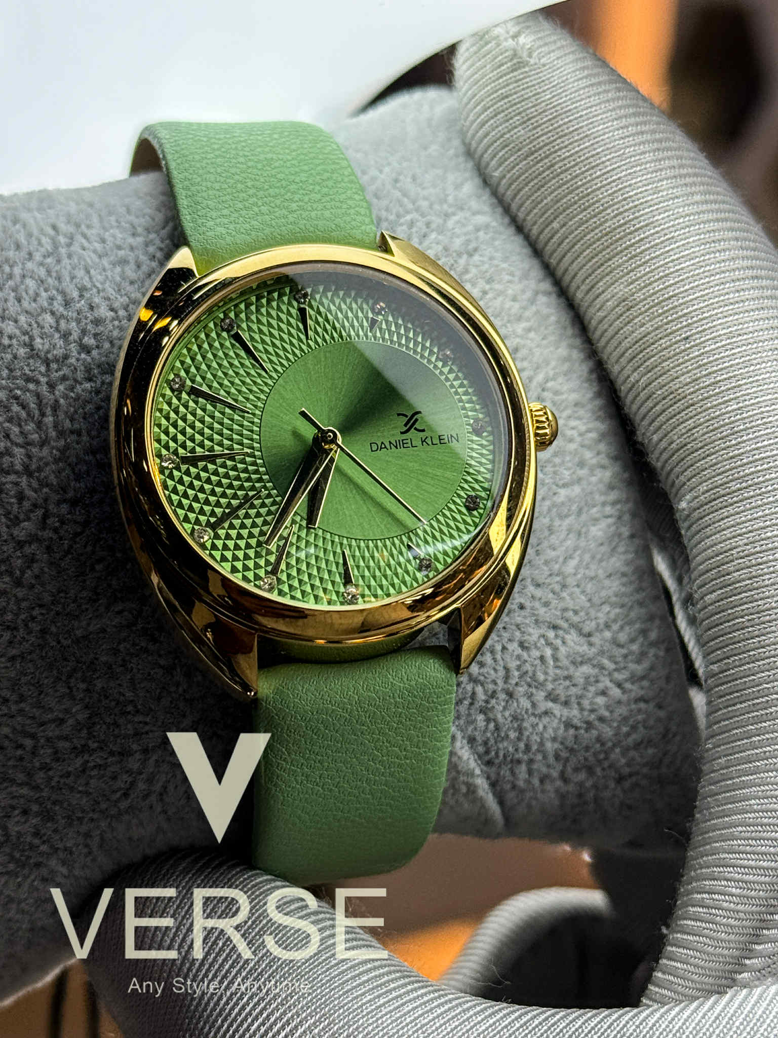 Daniel Klein DK.1.14021-3 Women’s Green Sunray Dial Watch with Gold Case & Green Leather Strap| Daniel Klein DK.1.14021-3