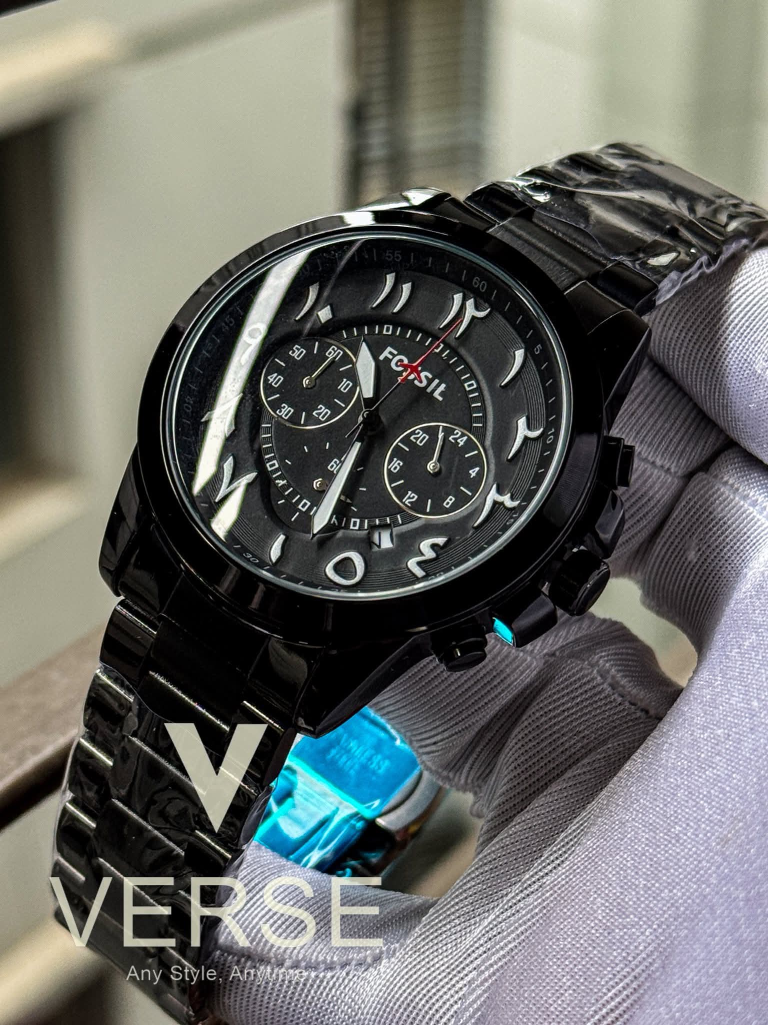 Fossil Grant Chronograph Arabic Dial Black Chain AA