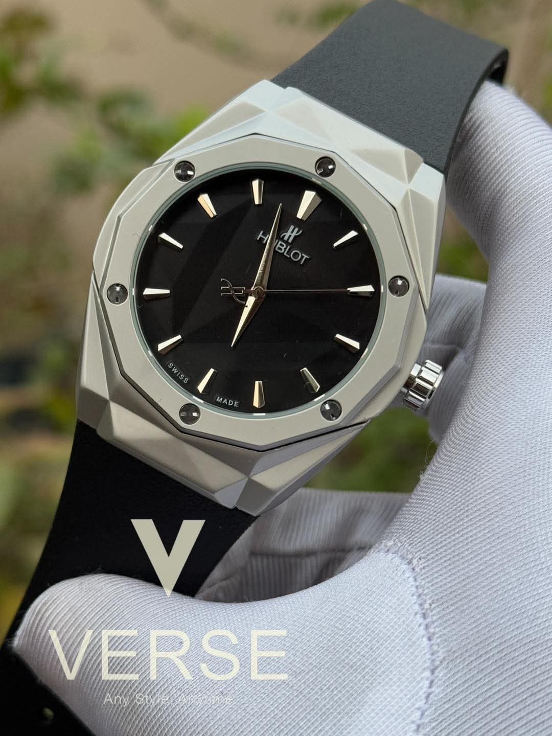 Hublot Orlinski Automatic Black Belt Silver Case Black Dial AA