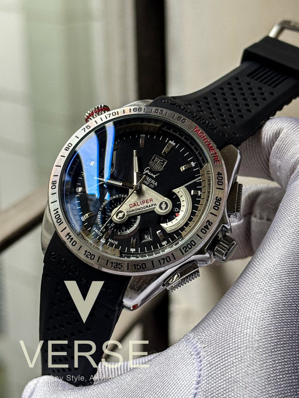 TAG Heuer Grand Carrera Calibre 36 RS Caliper Chronograph - Black Silicone Strap