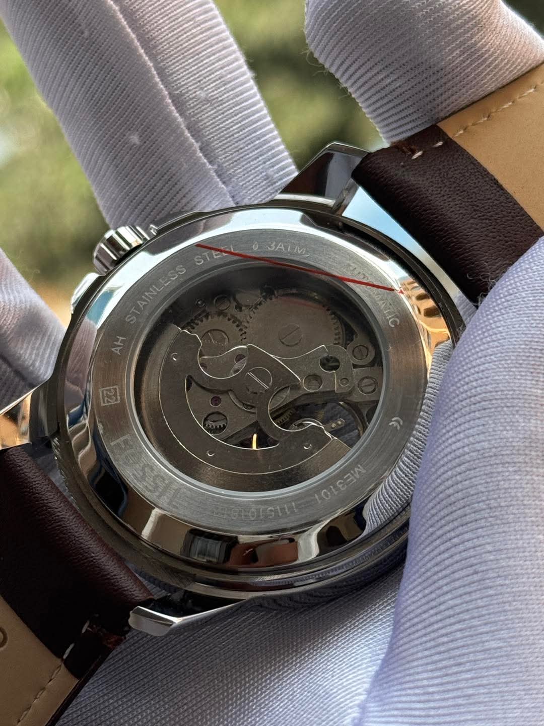 Fossil Automatic Brown Belt White Dial AA