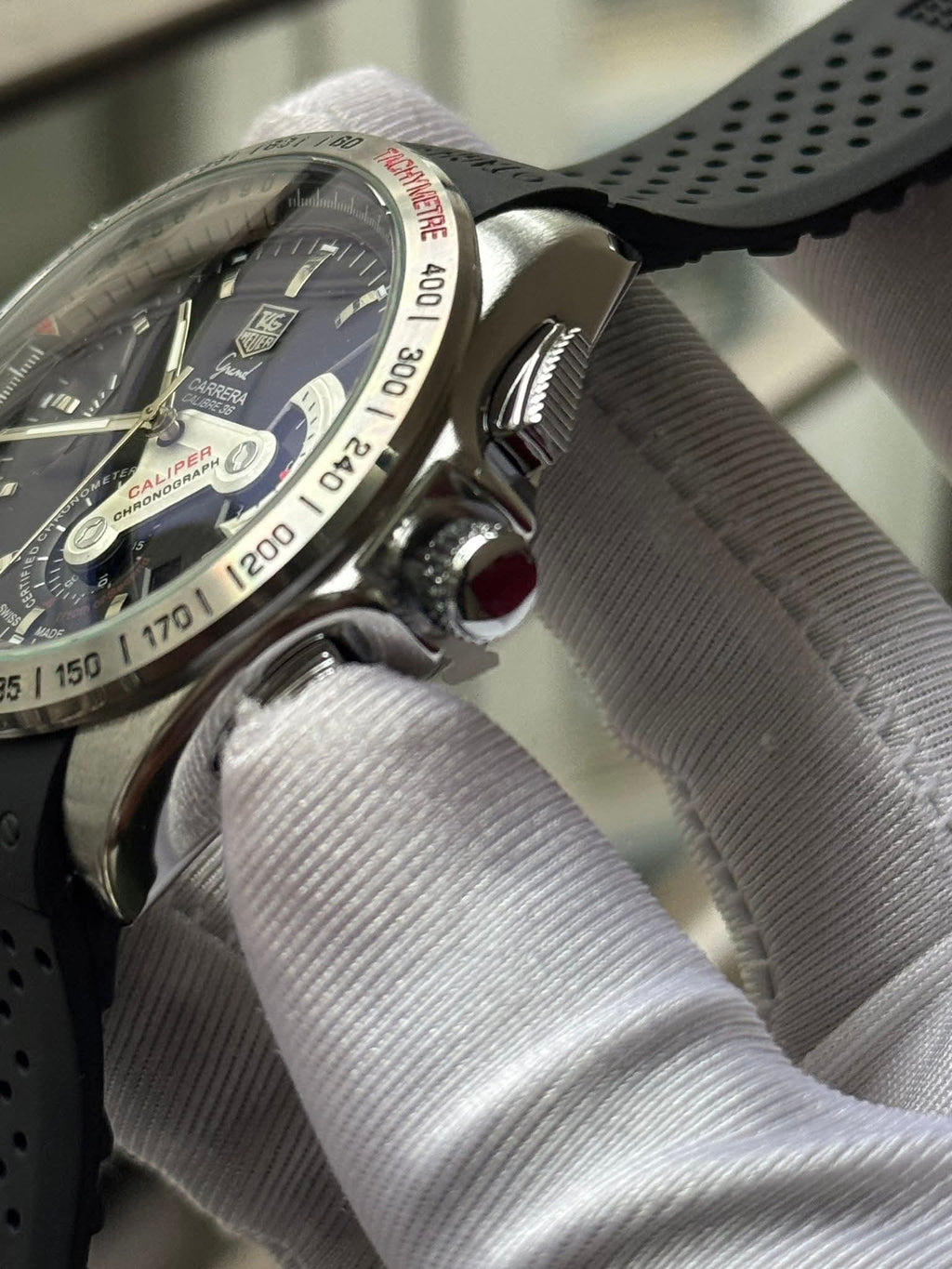 TAG Heuer Grand Carrera Calibre 36 RS Caliper Chronograph - Black Silicone Strap