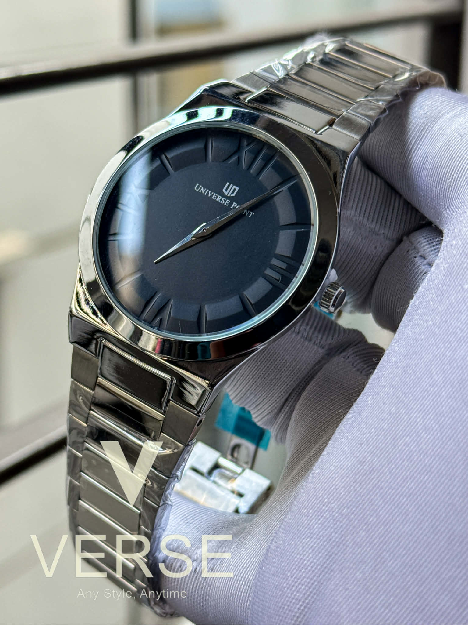 UNIVERSE POINT Minimalist Roman Numeric – Silver Chain Blue Dial | UP1988-2528