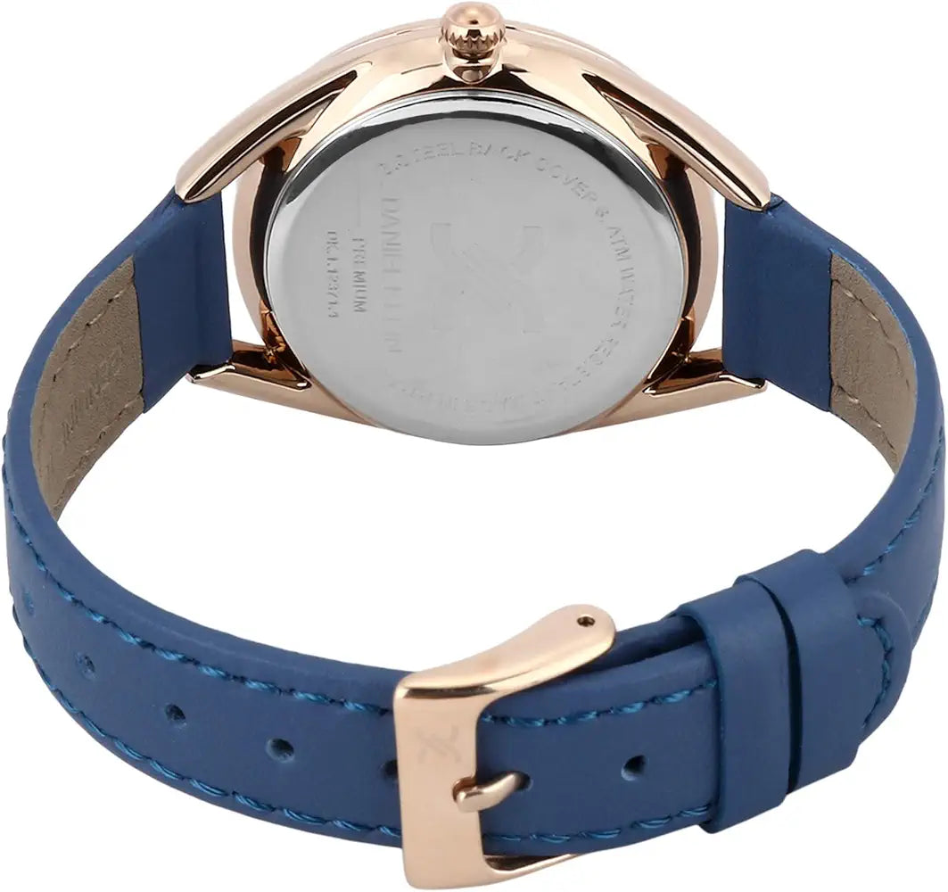 Daniel Klein DK.1.12371-4 Women’s Gold-Tone Watch with Blue Matte Dial & Blue Leather Strap| Daniel Klein DK.1.12371-4