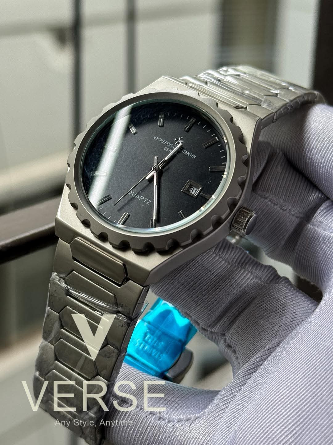 Vacheron Constantine Quartz Silver Chain Black Dial AA