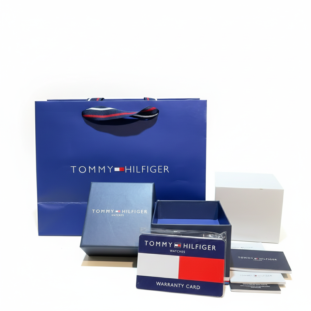 Tommy Hilfiger Mason Chronograph Grey Belt-Dial Rose Gold Accents AA | Free Brand Box Offer