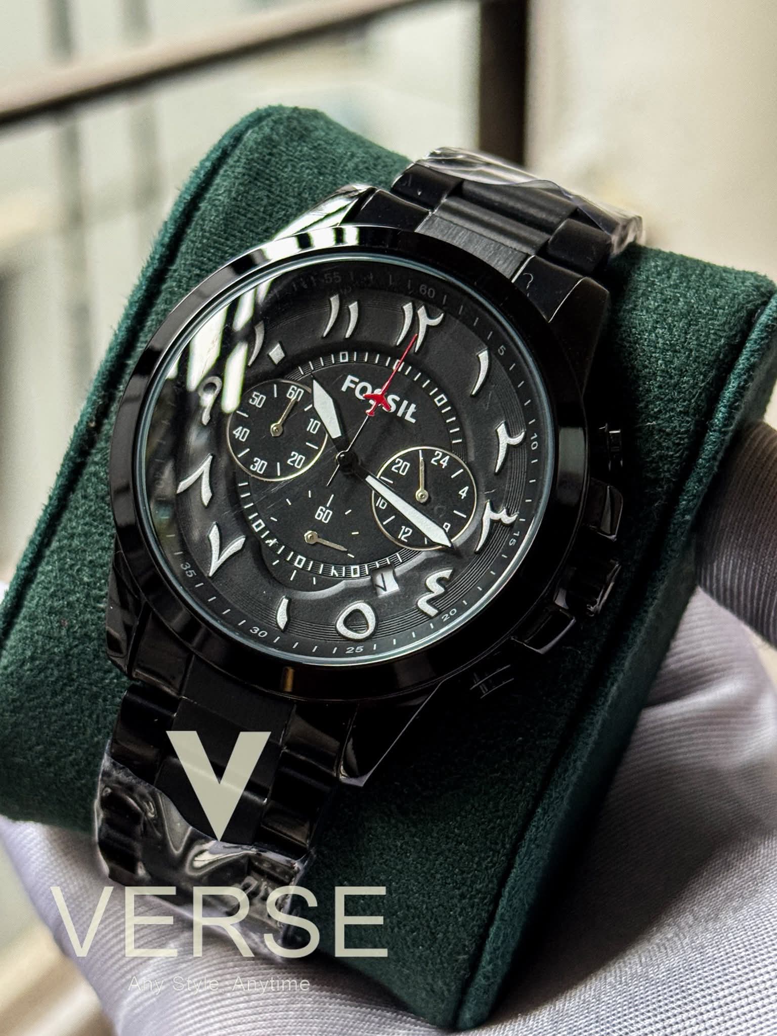 Fossil Grant Chronograph Arabic Dial Black Chain AA