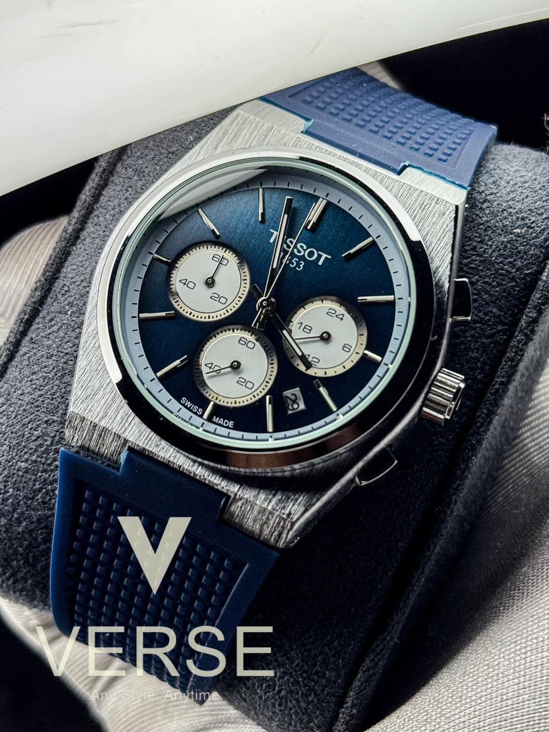 Tissot PRX Chronograph Blue Belt Blue Dial White Sub AA