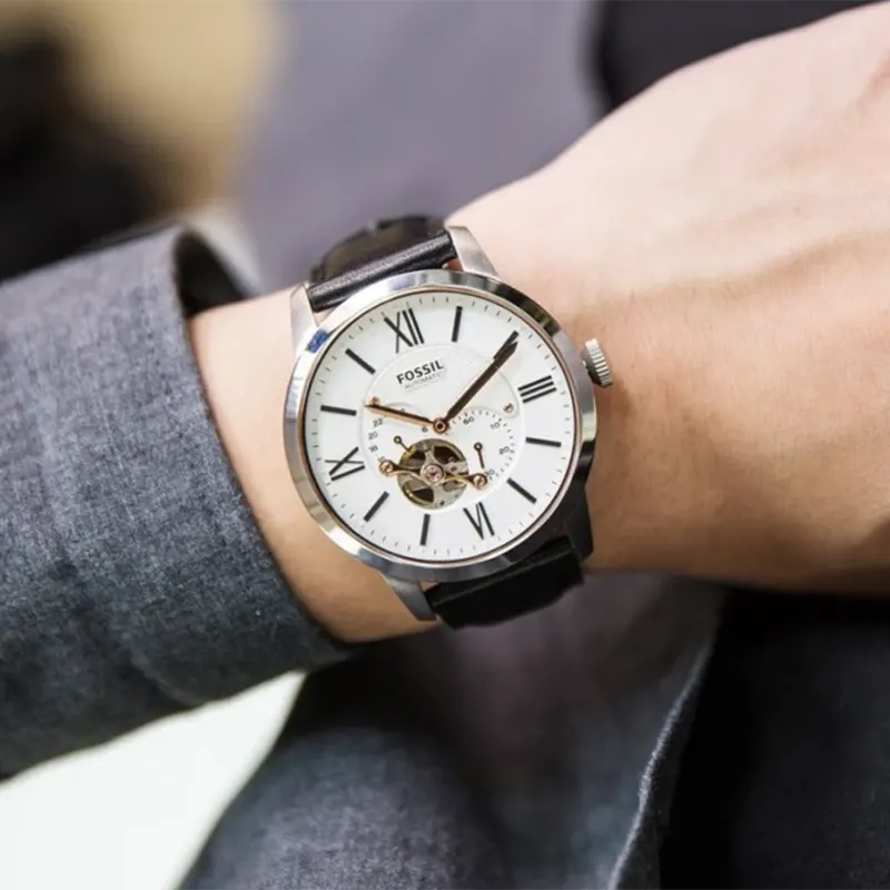 Fossil Townsman ME3104 Automatic White Dial Black Leather Men’s Watch| Fossil Townsman ME3104