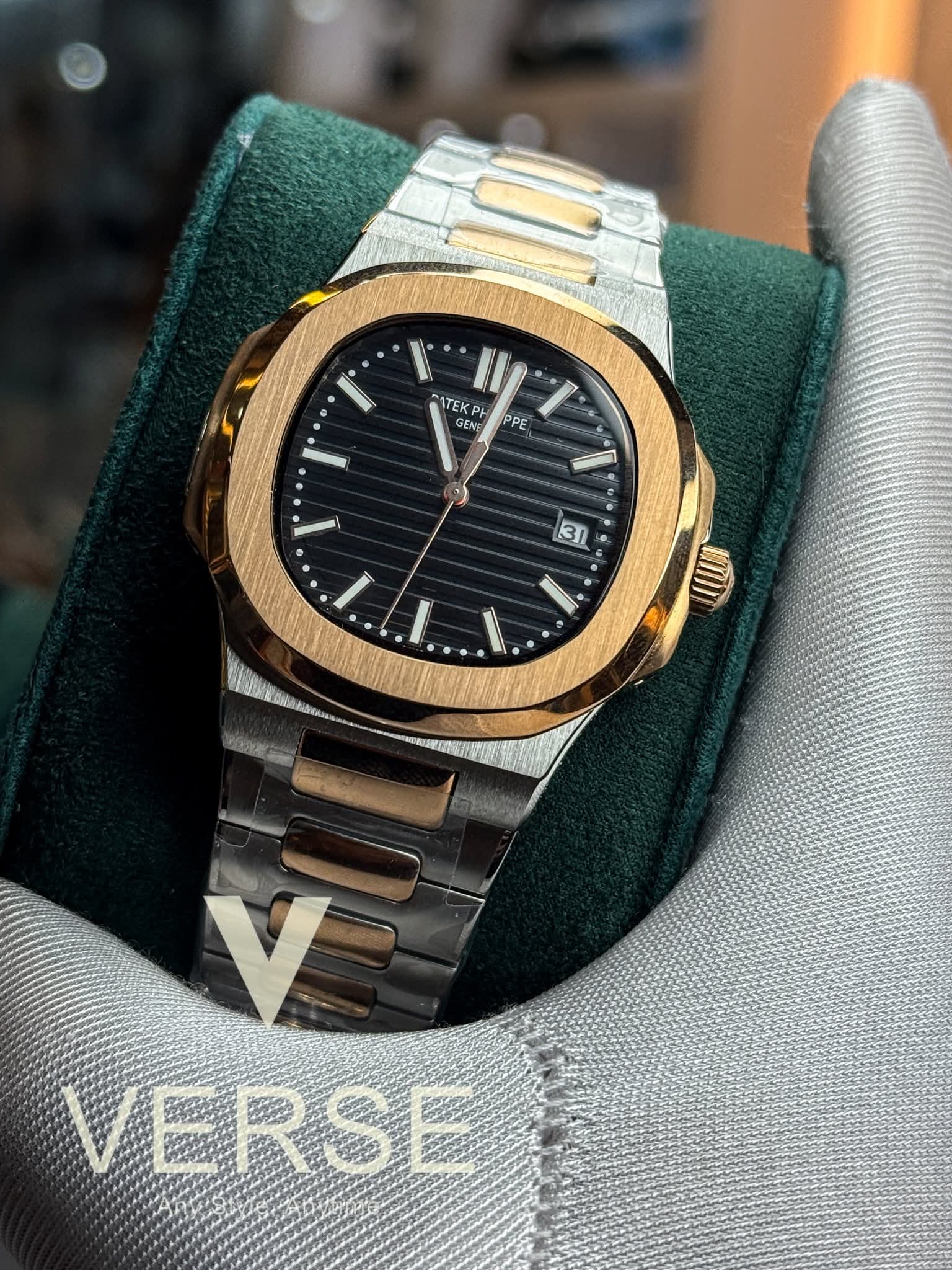 Patek Philippe Nautilus Automatic Two-Tone Rose Gold - Black Dial Triple A