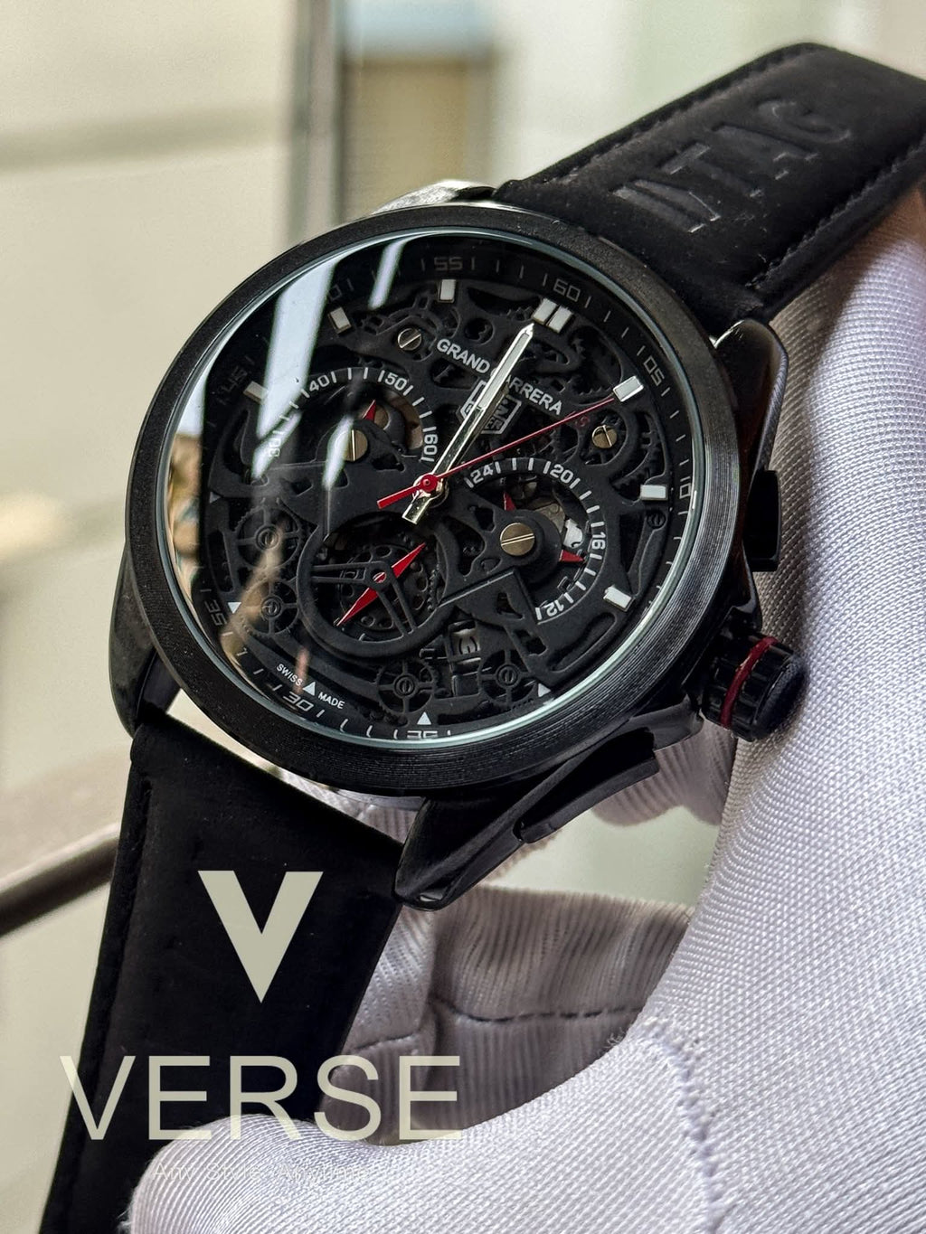 TAG Heuer Grand Carrera RS Chronograph Black Belt Black Dial AA