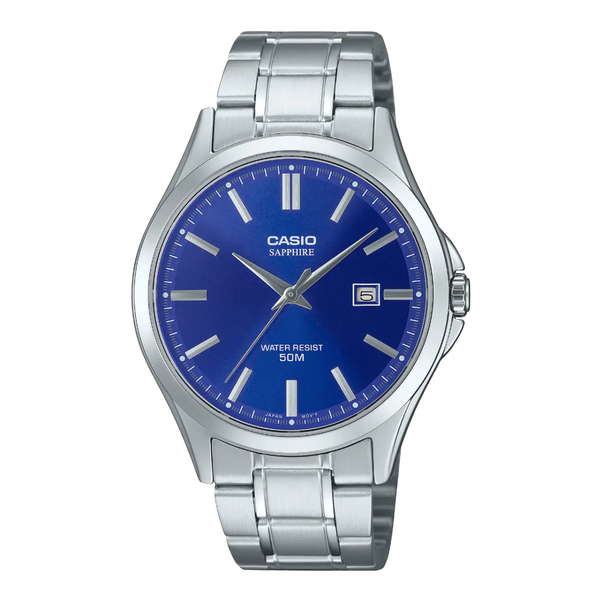 Casio MTS-115D-2A1V Sapphire Navy Blue Dial Men's Stainless Steel Watch | Casio MTS-115D-2A1V