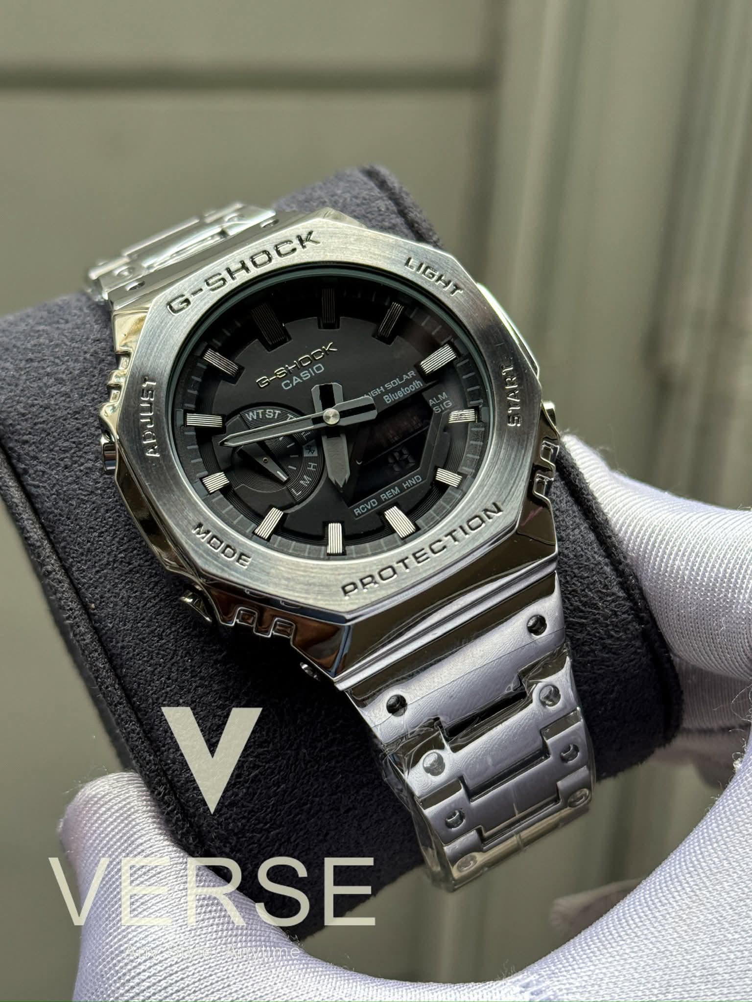 Casio G-Shock GM-B2100D-1A Silver Chain Black Dial Triple A