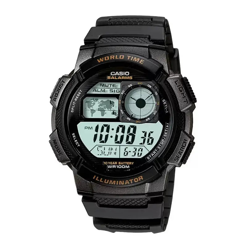 Casio AE-1000W-1AVDF 100M Men's Digital Black Resin Band Watch | Casio AE-1000W-1AVDF