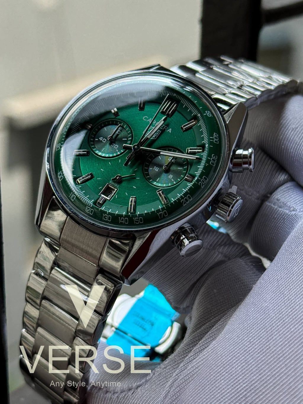 TAG Heuer Carrera Sweep Chronograph Racing Green Dial AA
