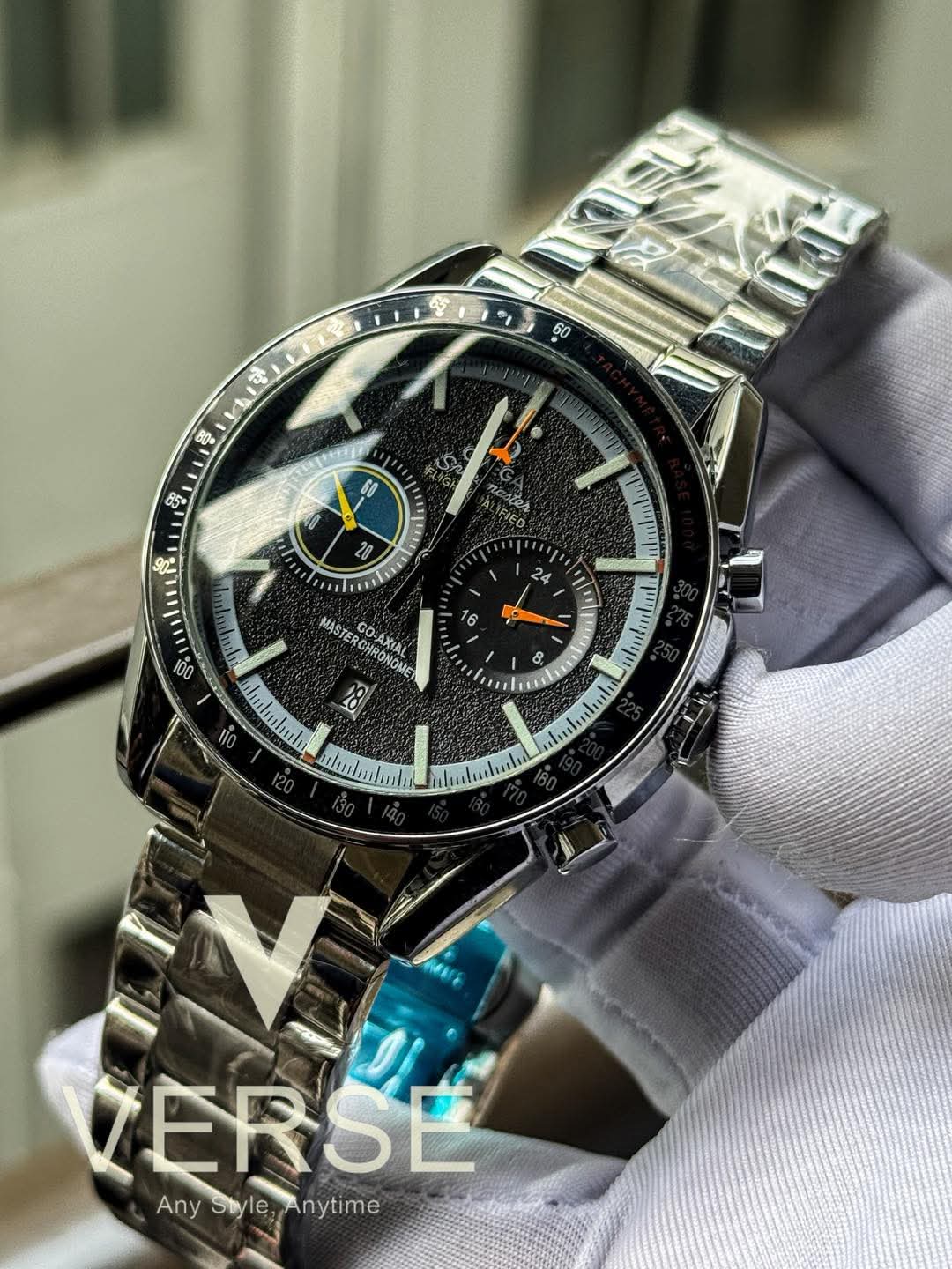 Omega Speedmaster Pilot Silver Chain Black Dial AA