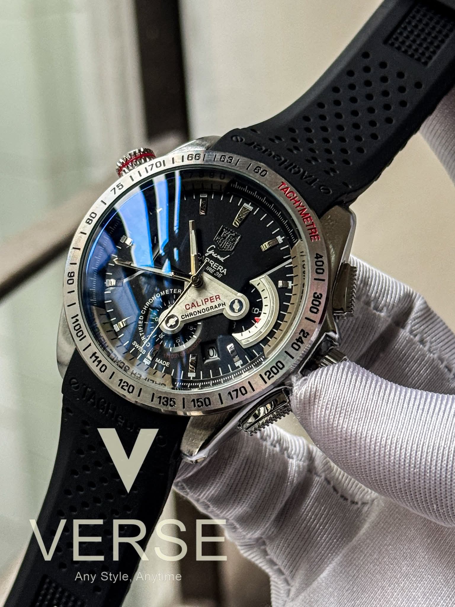 TAG Heuer Grand Carrera Calibre 36 RS Caliper Chronograph - Black Silicone Strap