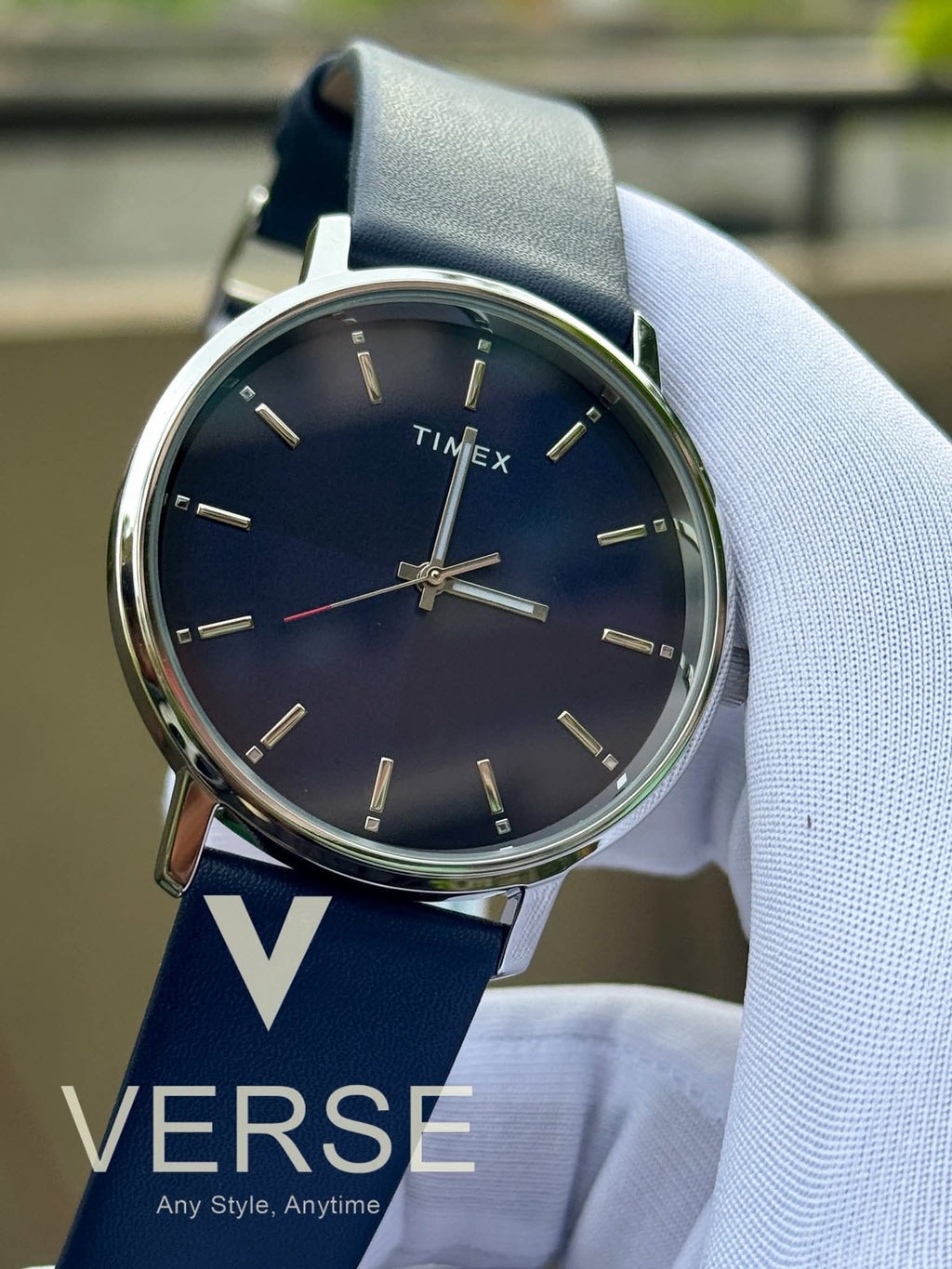 Timex Classics TW0TG8017 Men’s Analog Watch – Blue Round Dial, Blue Leather Strap| Timex Classics TW0TG8017