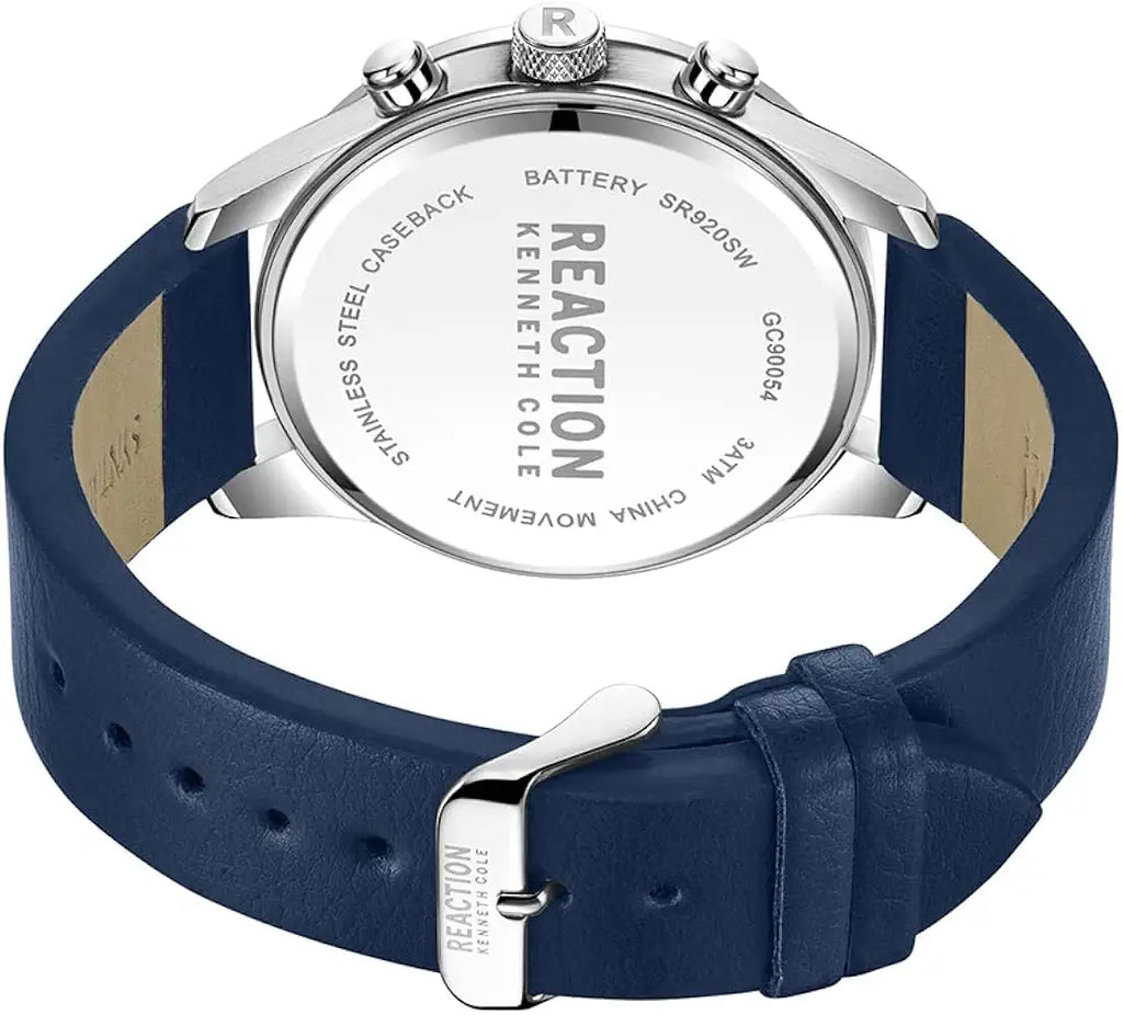 Kenneth Cole Reaction KRWGC9005401 Men’s Chronograph Watch – White Dial, Blue Synthetic Leather Strap| Kenneth Cole Reaction KRWGC9005401
