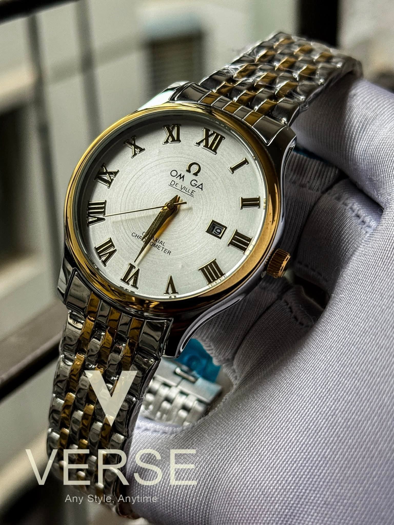 Omega De Ville TwoTone Chain White Dial Sweep AA