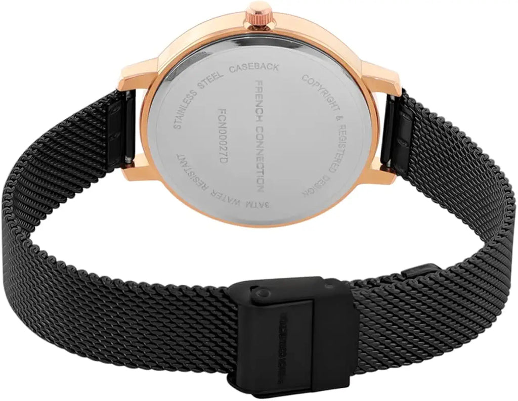 French Connection FCN00027D Women’s White & Black Dial Watch with Black Mesh Strap| French Connection FCN00027D
