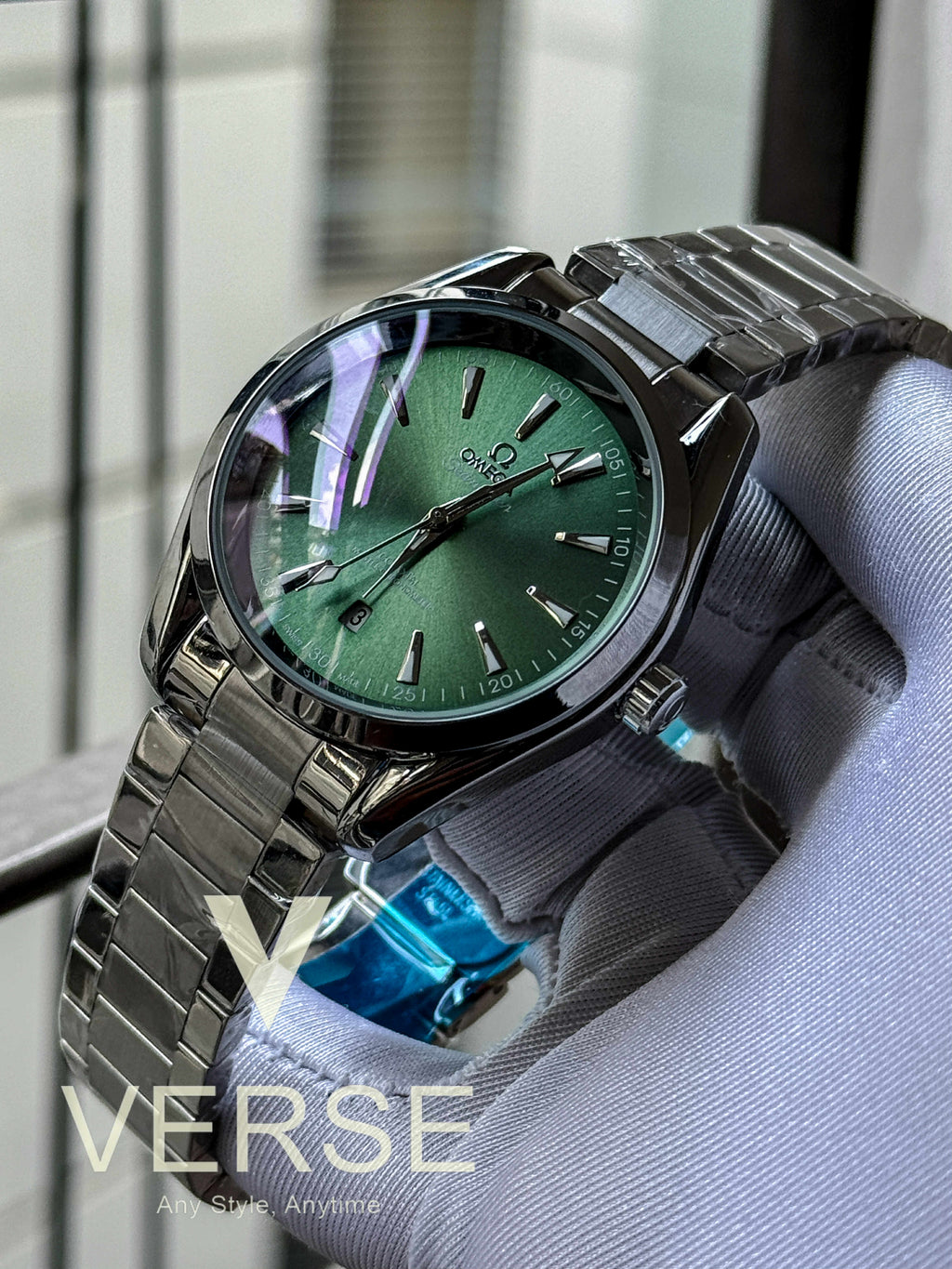 Omega Seamaster AquaTerra Automatic Sunburst Emerald Green Dial Dial AA