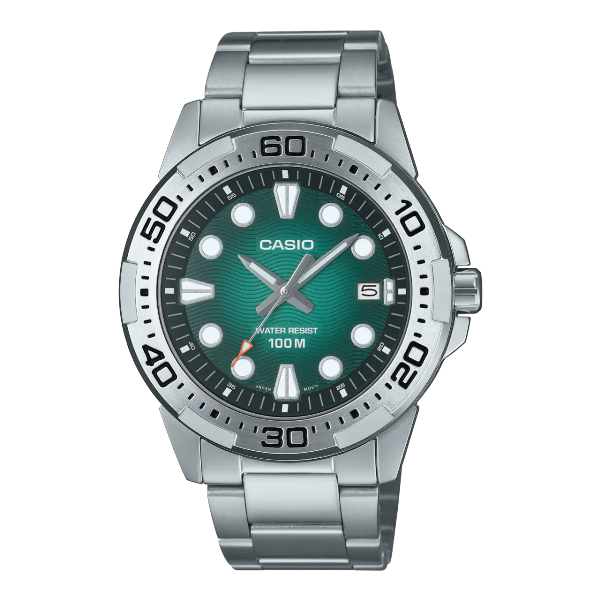 Casio MTD-140D-3AV Marine Sport Green Dial Men's 100M Stainless Steel Watch | Casio MTD-140D-3AV
