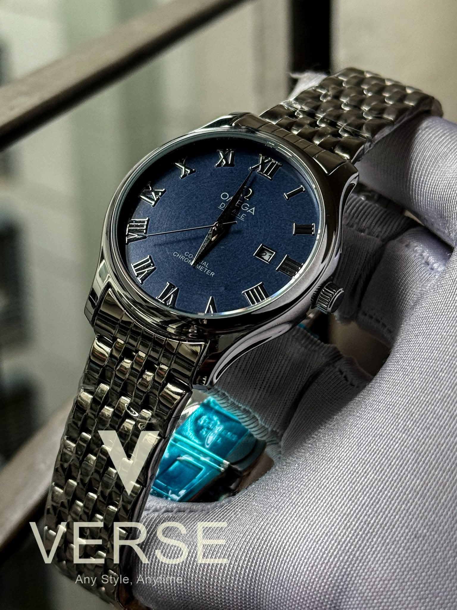 Omega De Ville Silver Chain Blue Dial Sweep AA