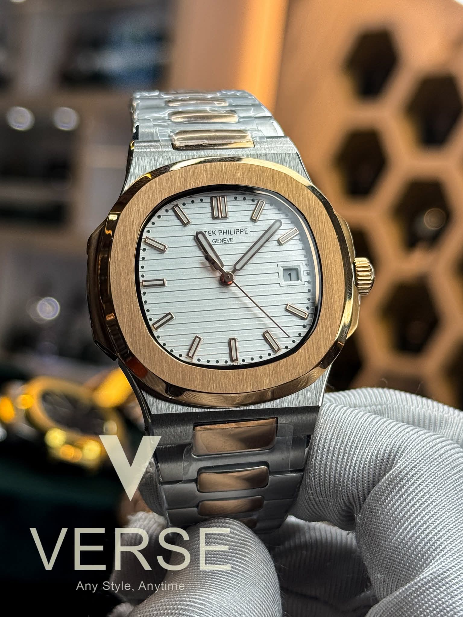 Patek Philippe Nautilus Automatic Two-Tone Rose Gold - White Dial Triple A