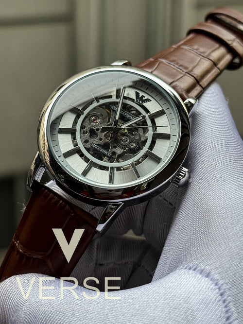 Armani Automatic Brown Belt Oval White Dial AA
