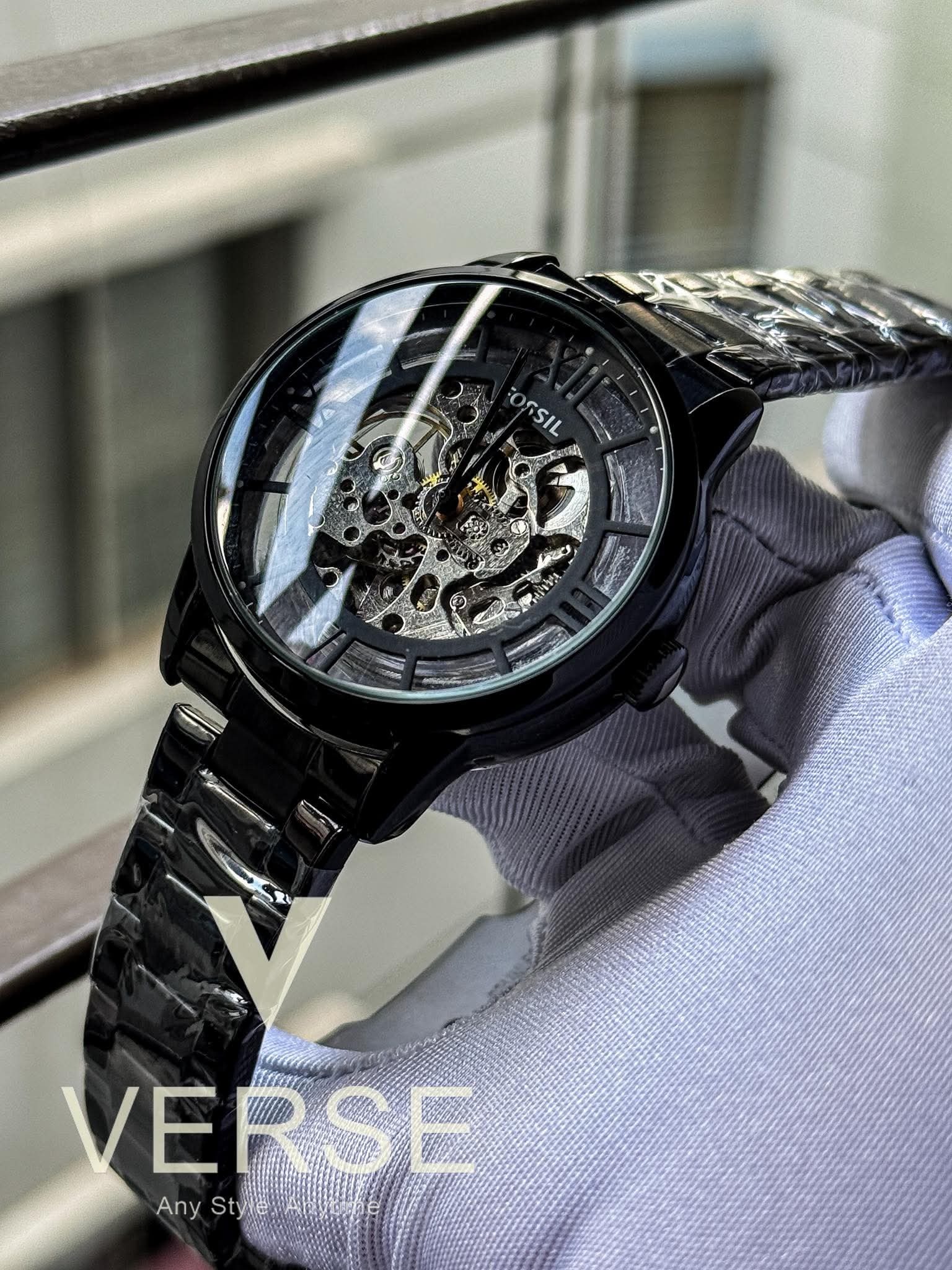 Fossil Automatic Skeleton Black Chain AA
