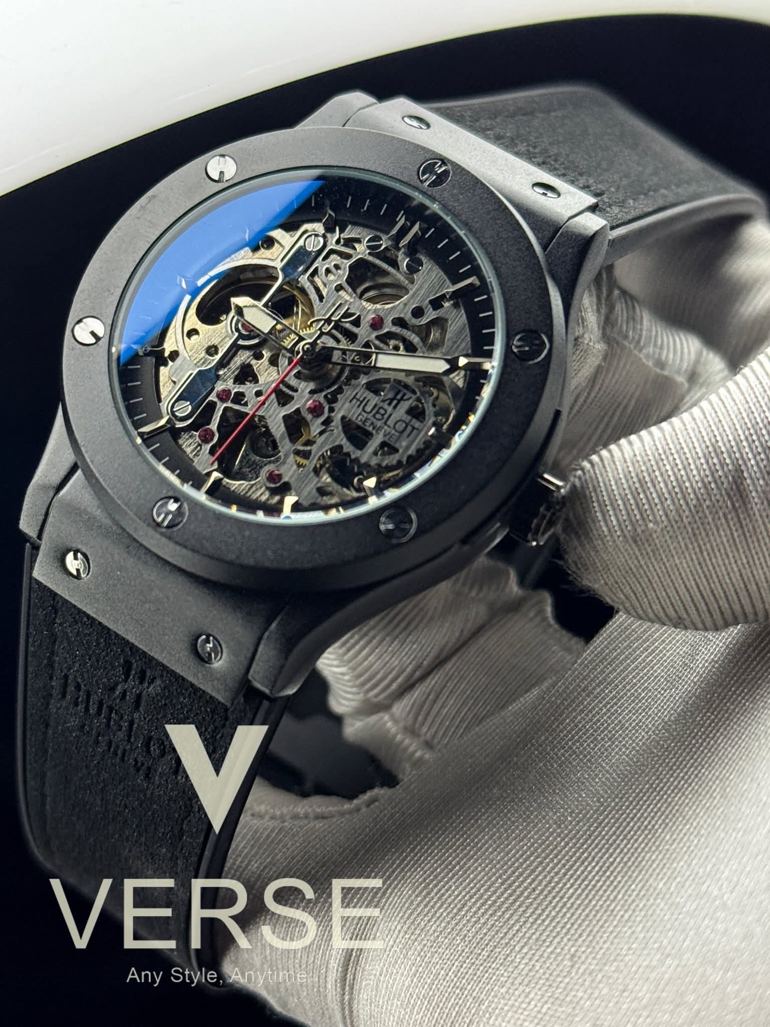 Hublot Automatic Black Belt Graphite-Black Case Openworked Black Dial AA