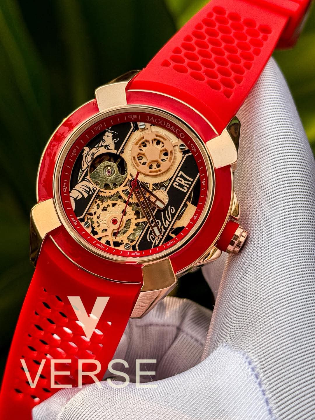 JACOB & CO CR7 Automatic Red Belt Rose Gold Case AA