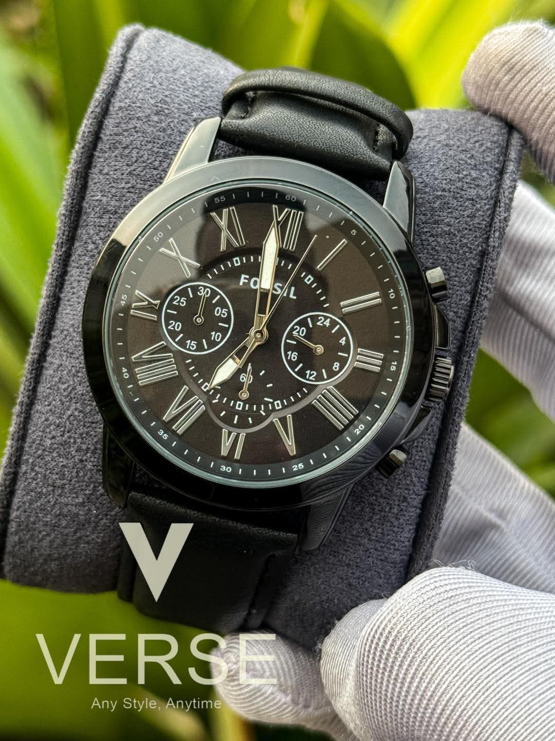 Fossil Grant Chronograph Black Belt Black Dial AA